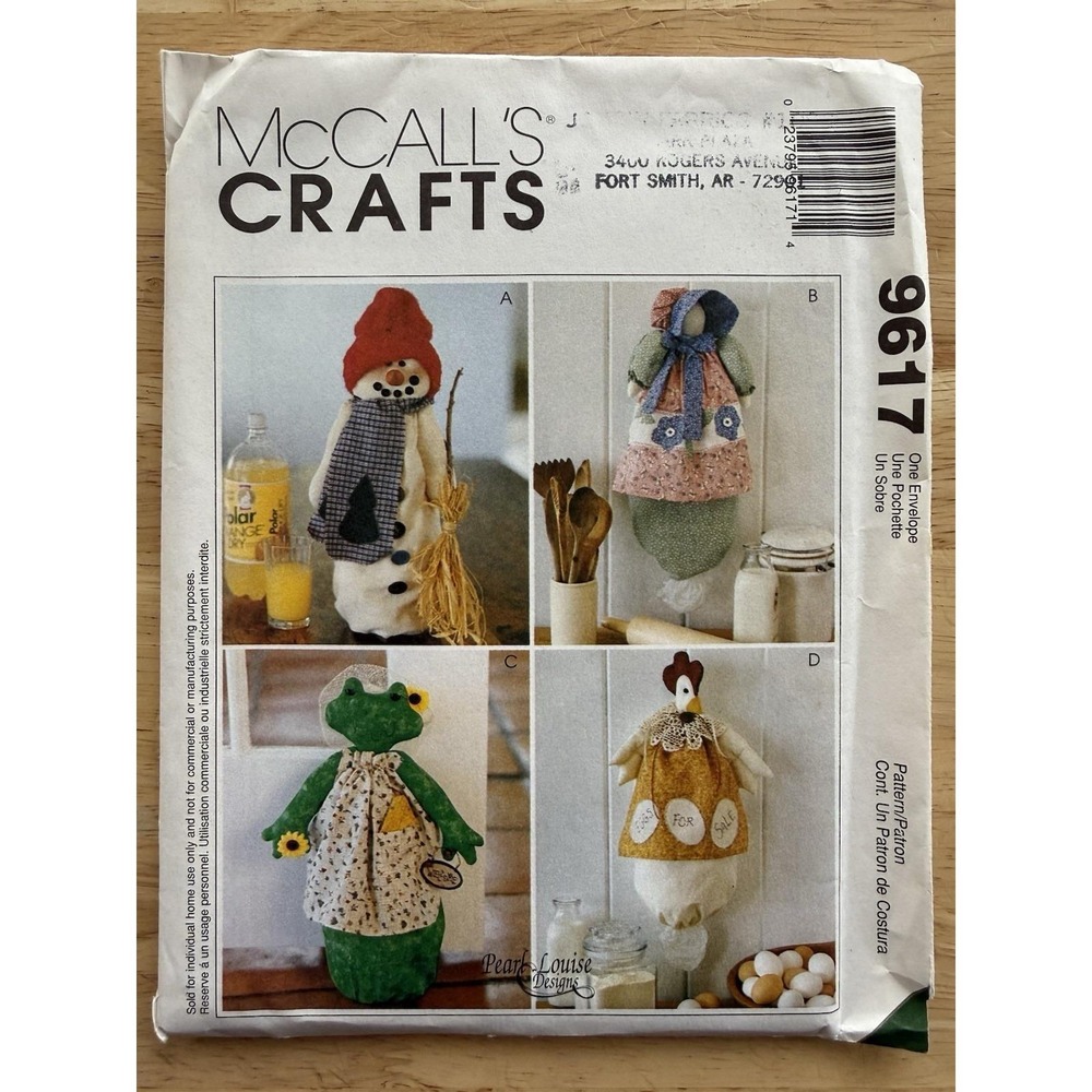 McCall's Crafts Pattern 9617 Clutter Keepers Snowman Sue S. Bonnet Frog Chicken
